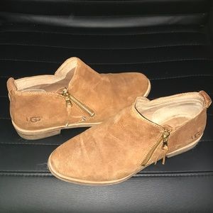 Ugg glee leather bootie camel tan gold hardware 8
